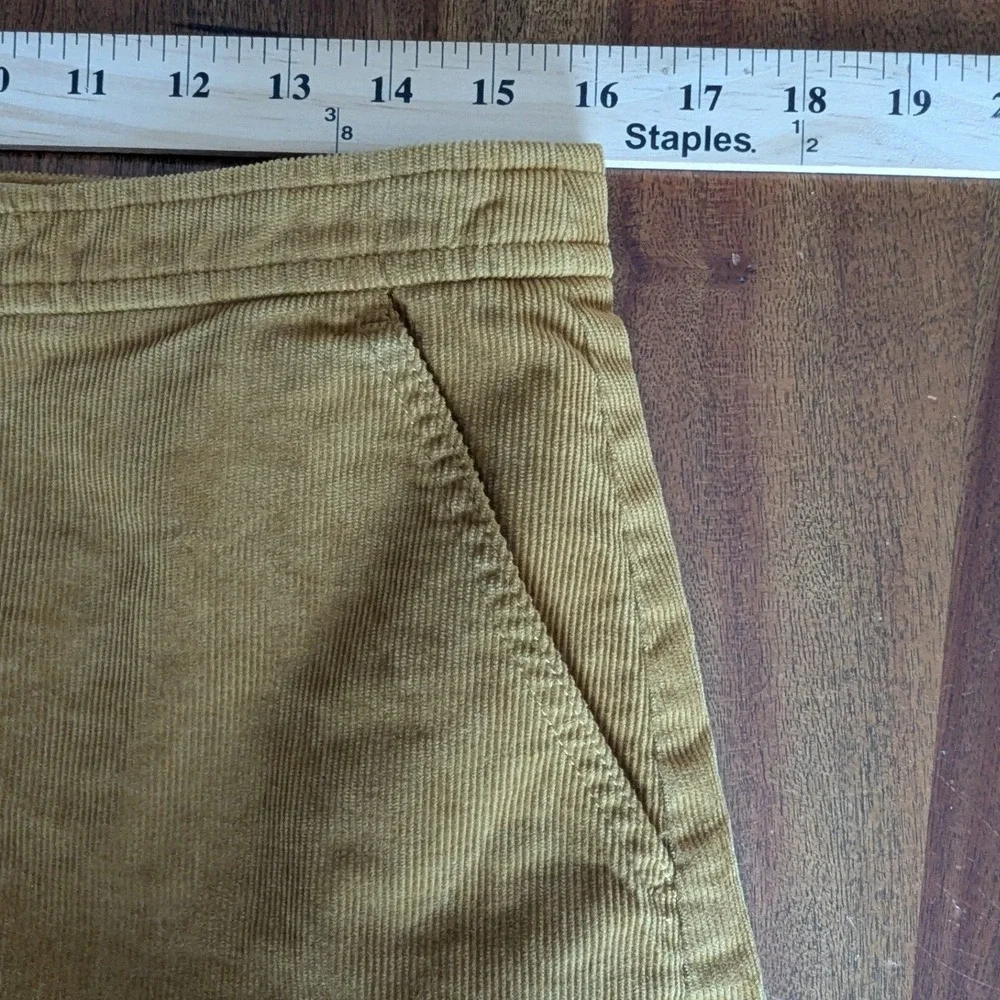 J.Crew Corduroy‎ Mini Skirt Ochre Yellow Mustard Button Front Sz 10 Retro Mod
